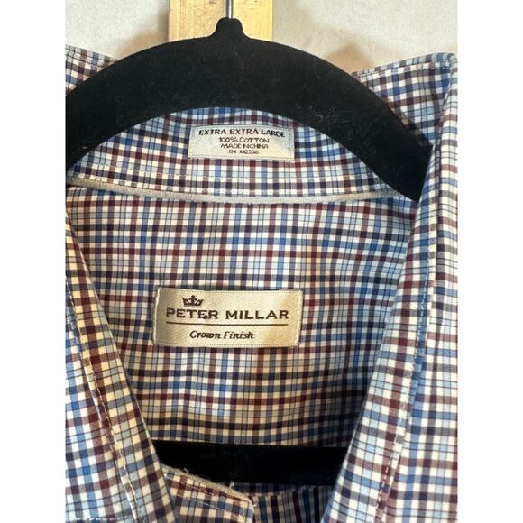 Peter Millar Men's XXL Crown Finish L/S Button Down Checked Dress Shirt E8 - Picture 3 of 6